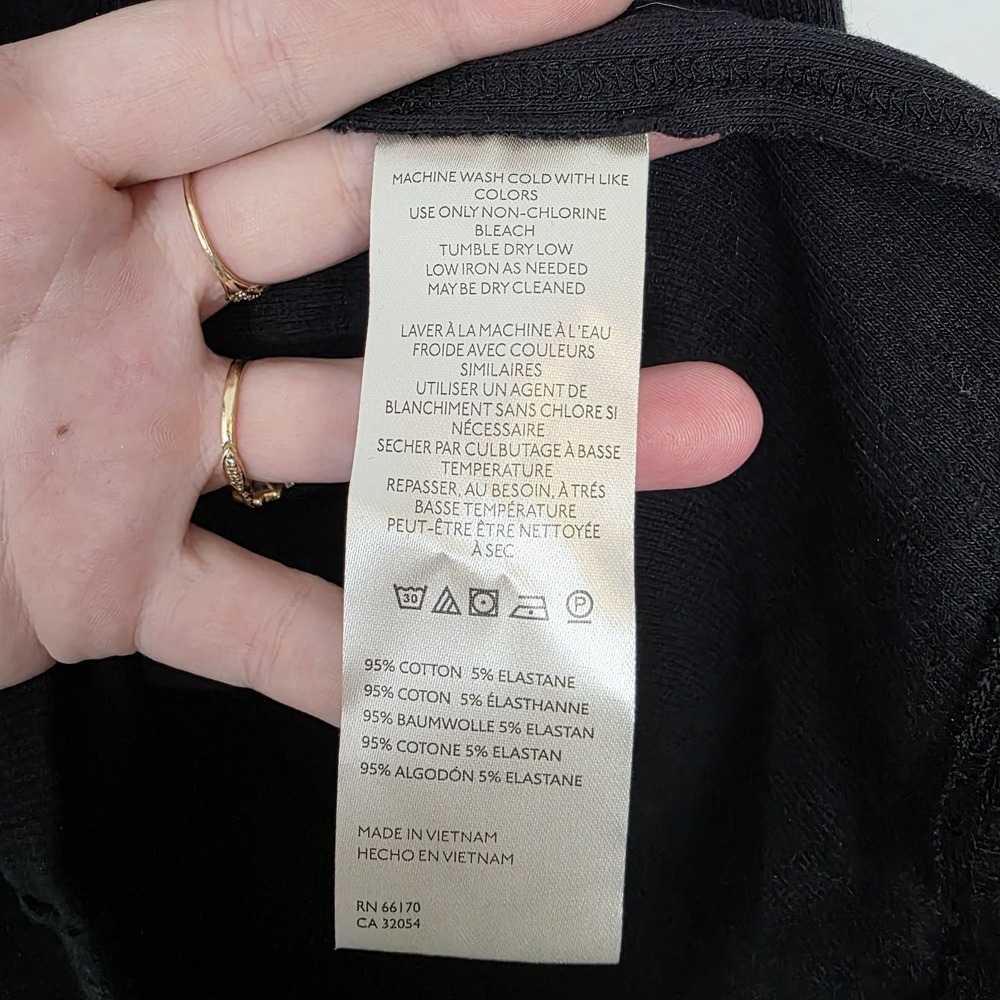 We The Free Black Ribbed Long Sleeve Square Neck Fitted Minimalist Shirt Size XL - Picture 4 of 6